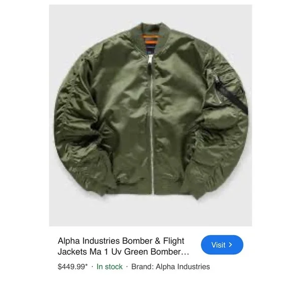 NEW Alpha Industries Reversible MA-1‎ Bomber Jacket Olive Orange Womens, L